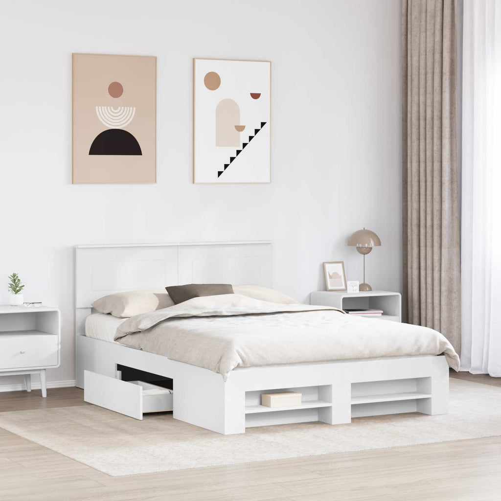 vidaXL Ramka łóżka Biały 150 x 200 cm Materiał drewnopochodny