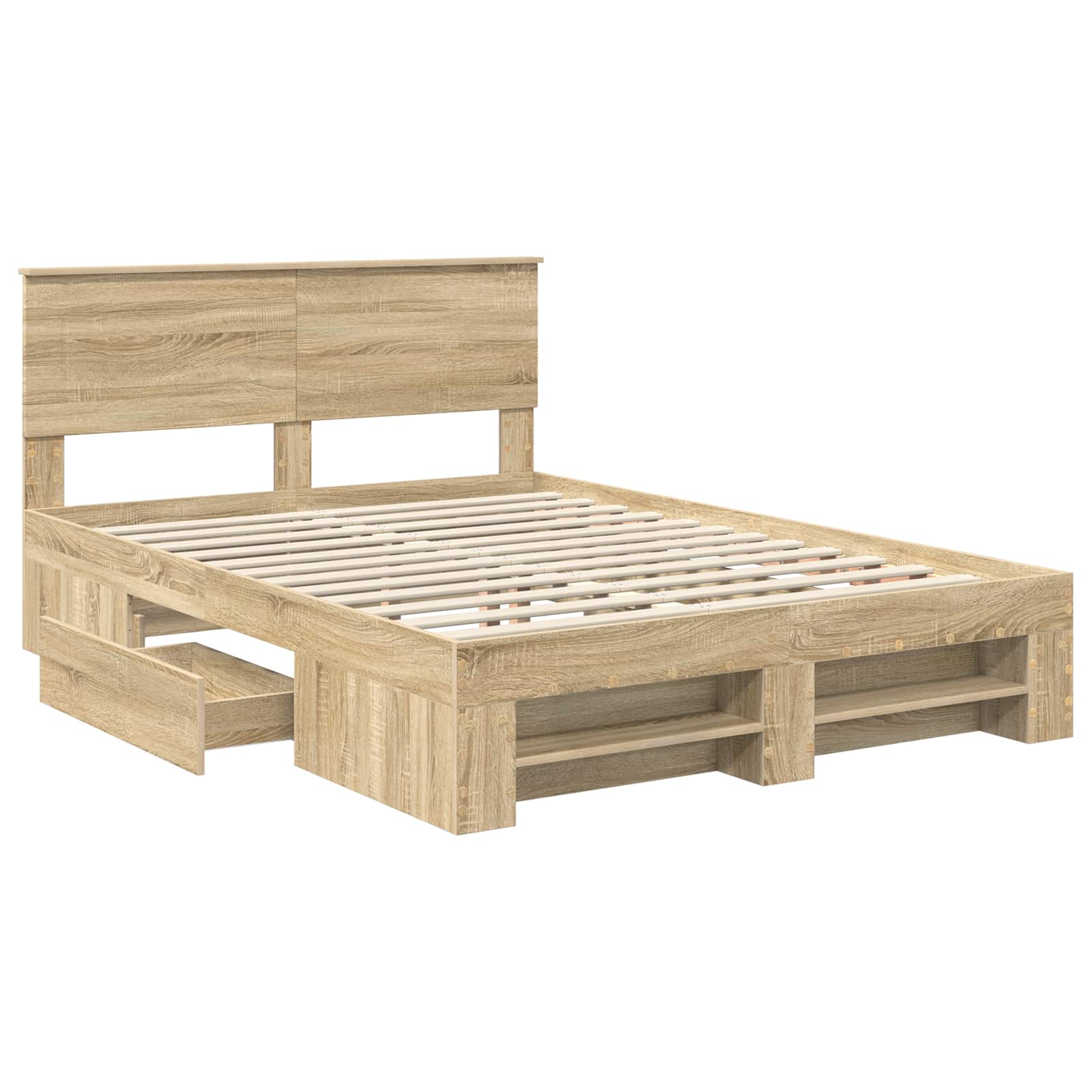 vidaXL Ramka łóżka Dąb Sonoma 150 x 200 cm Materiał drewnopochodny