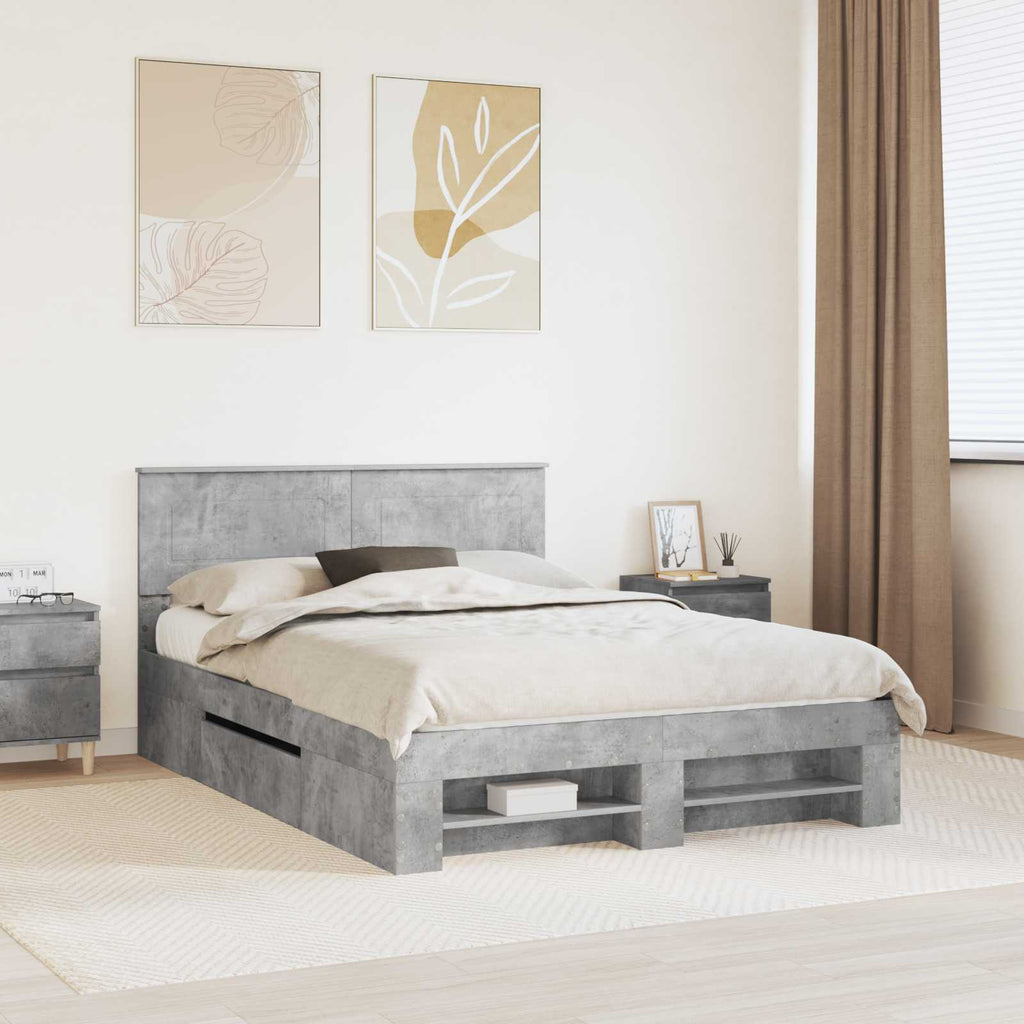 vidaXL Ramka łóżka Betonowy szary 150 x 200 cm Materiał drewnopochodny