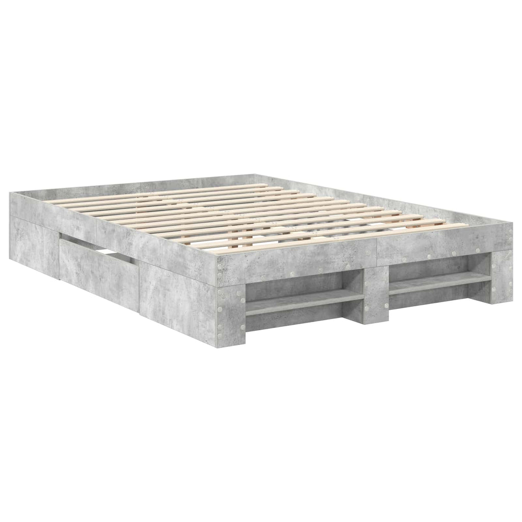 vidaXL Ramka łóżka Betonowy szary 150 x 200 cm Materiał drewnopochodny