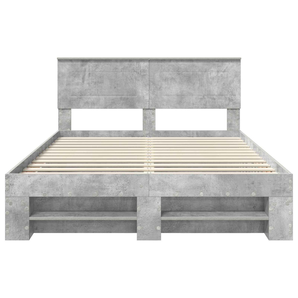 vidaXL Ramka łóżka Betonowy szary 150 x 200 cm Materiał drewnopochodny
