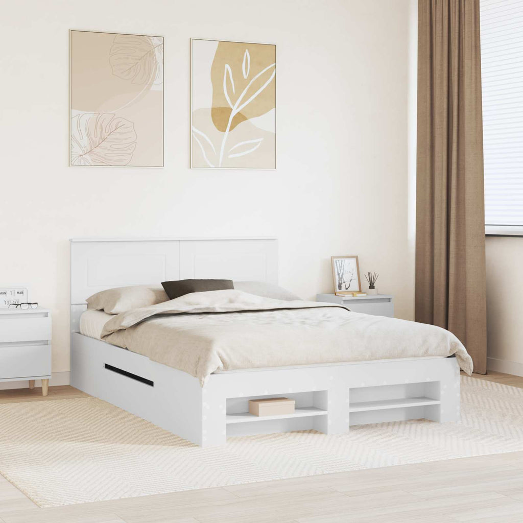 vidaXL Ramka łóżka Biały 140 x 200 cm Materiał drewnopochodny