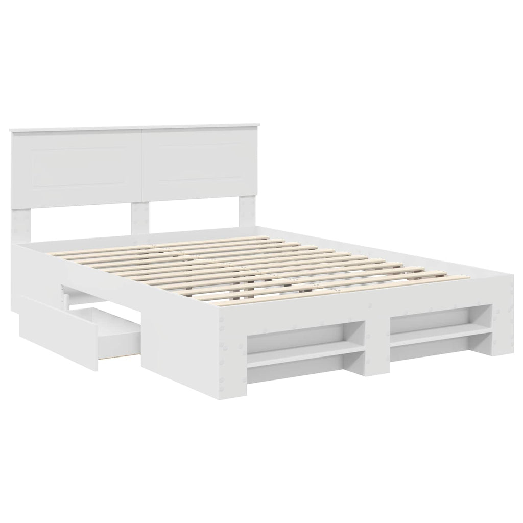vidaXL Ramka łóżka Biały 140 x 200 cm Materiał drewnopochodny