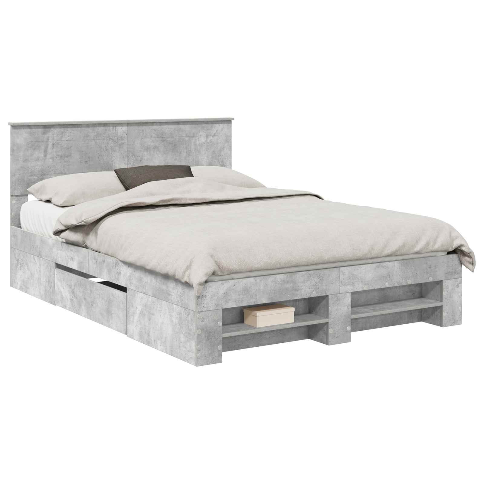 vidaXL Ramka łóżka Betonowy szary 140 x 200 cm Materiał drewnopochodny