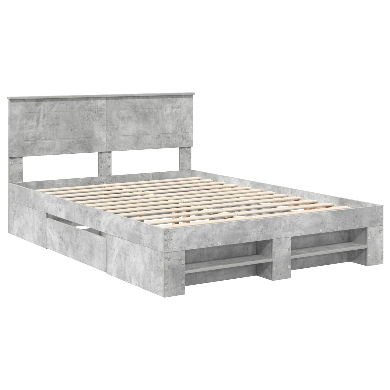 vidaXL Ramka łóżka Betonowy szary 140 x 200 cm Materiał drewnopochodny