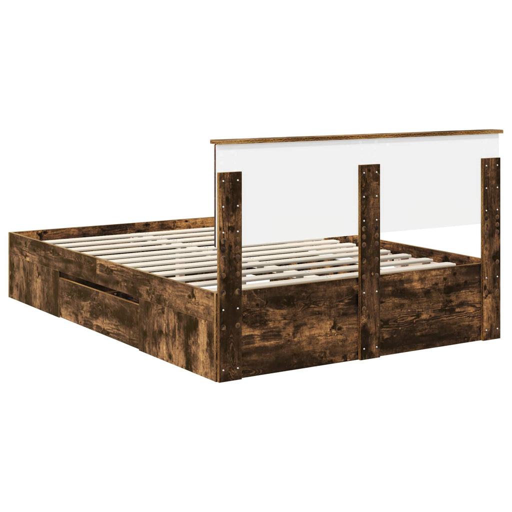 vidaXL Ramka łóżka Dąb wędzony 140 x 200 cm Materiał drewnopochodny