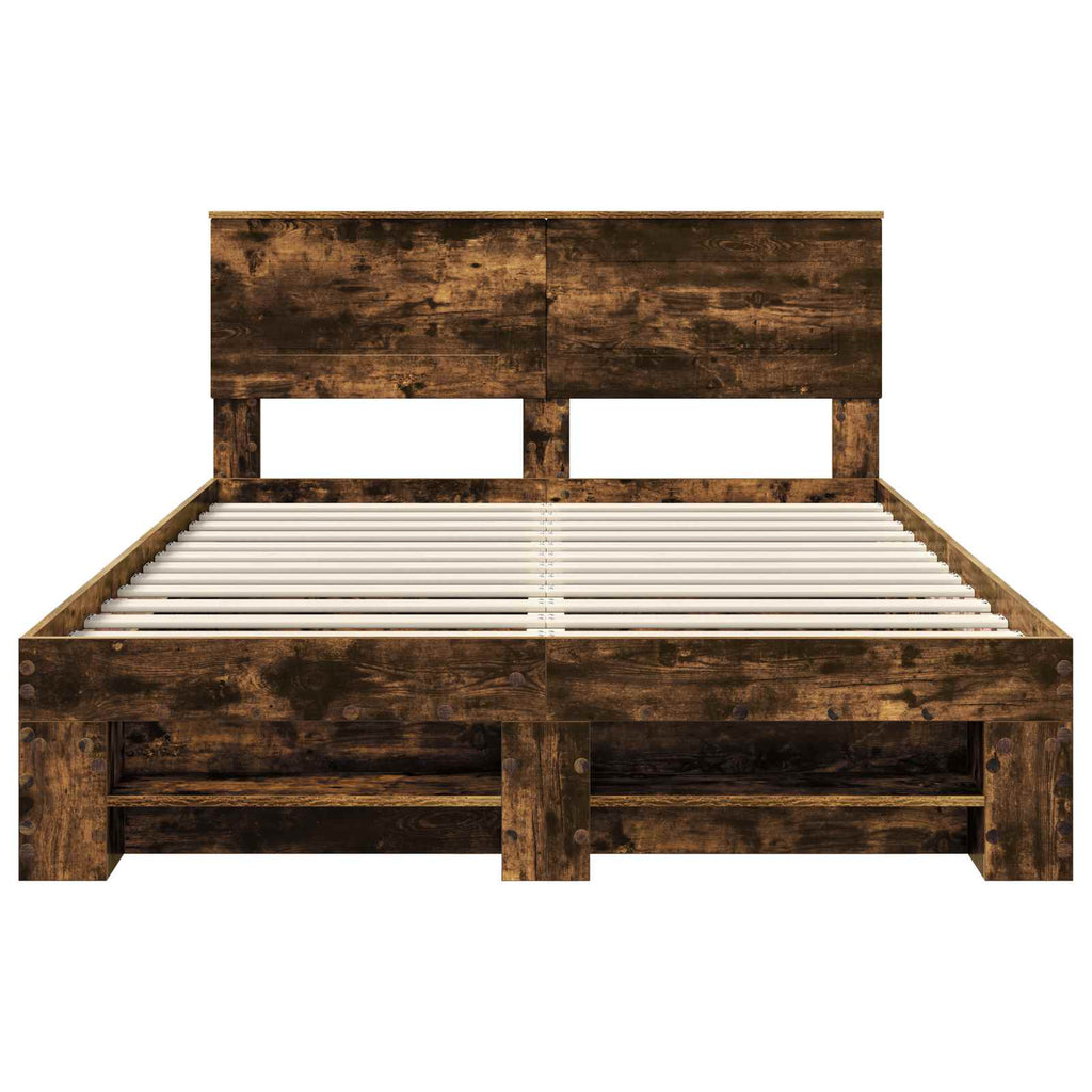 vidaXL Ramka łóżka Dąb wędzony 140 x 200 cm Materiał drewnopochodny