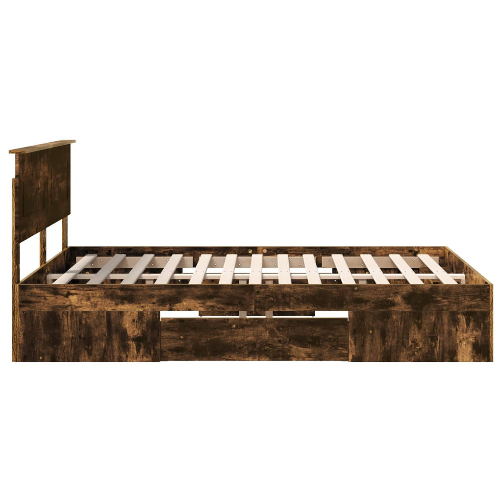 vidaXL Ramka łóżka Dąb wędzony 140 x 200 cm Materiał drewnopochodny