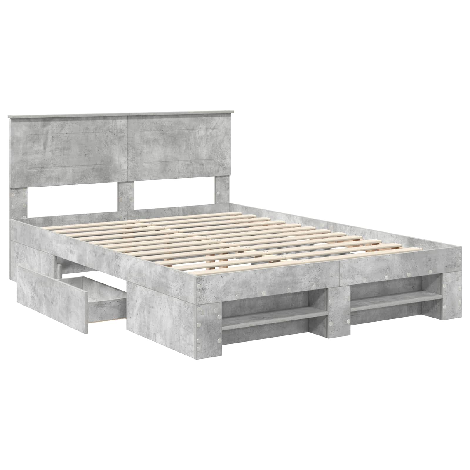 vidaXL Ramka łóżka Betonowy szary 140 x 200 cm Materiał drewnopochodny