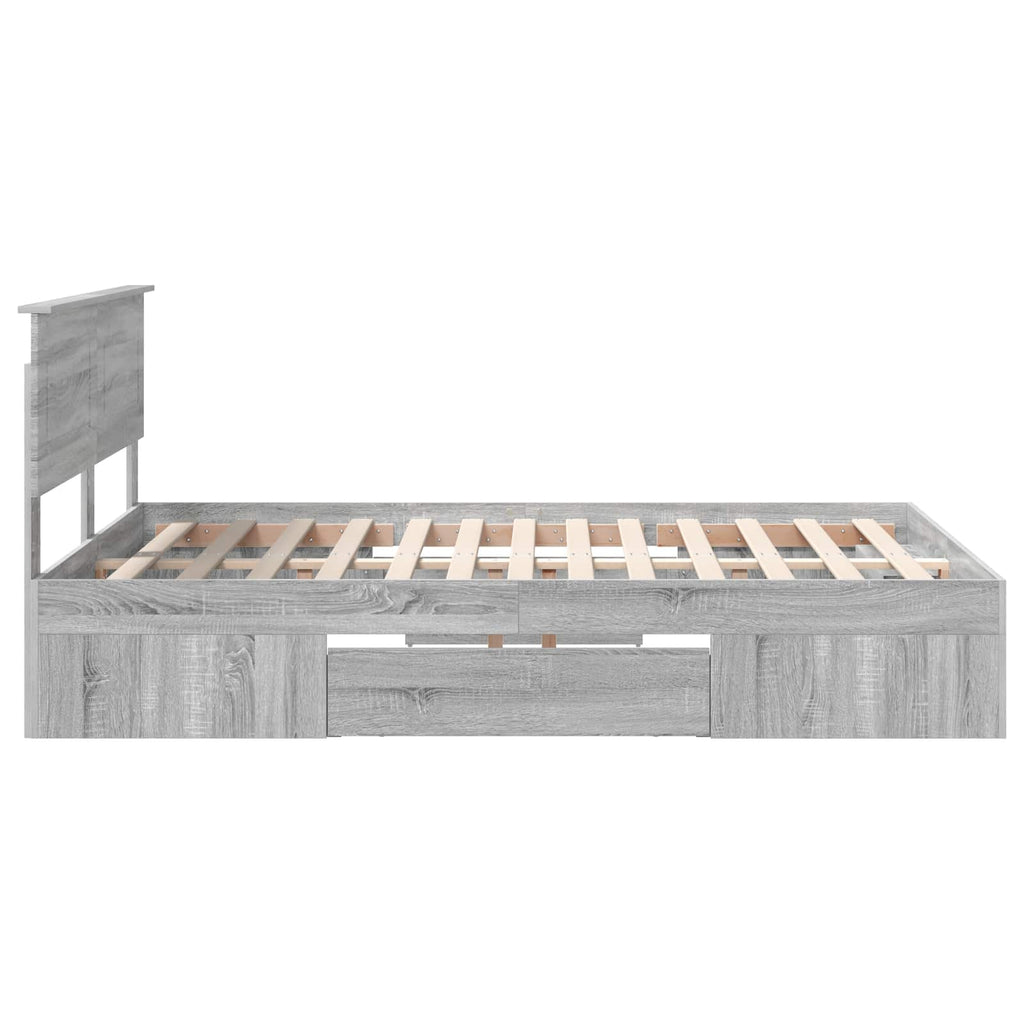 vidaXL Ramka łóżka Szary Sonoma 140 x 200 cm Materiał drewnopochodny
