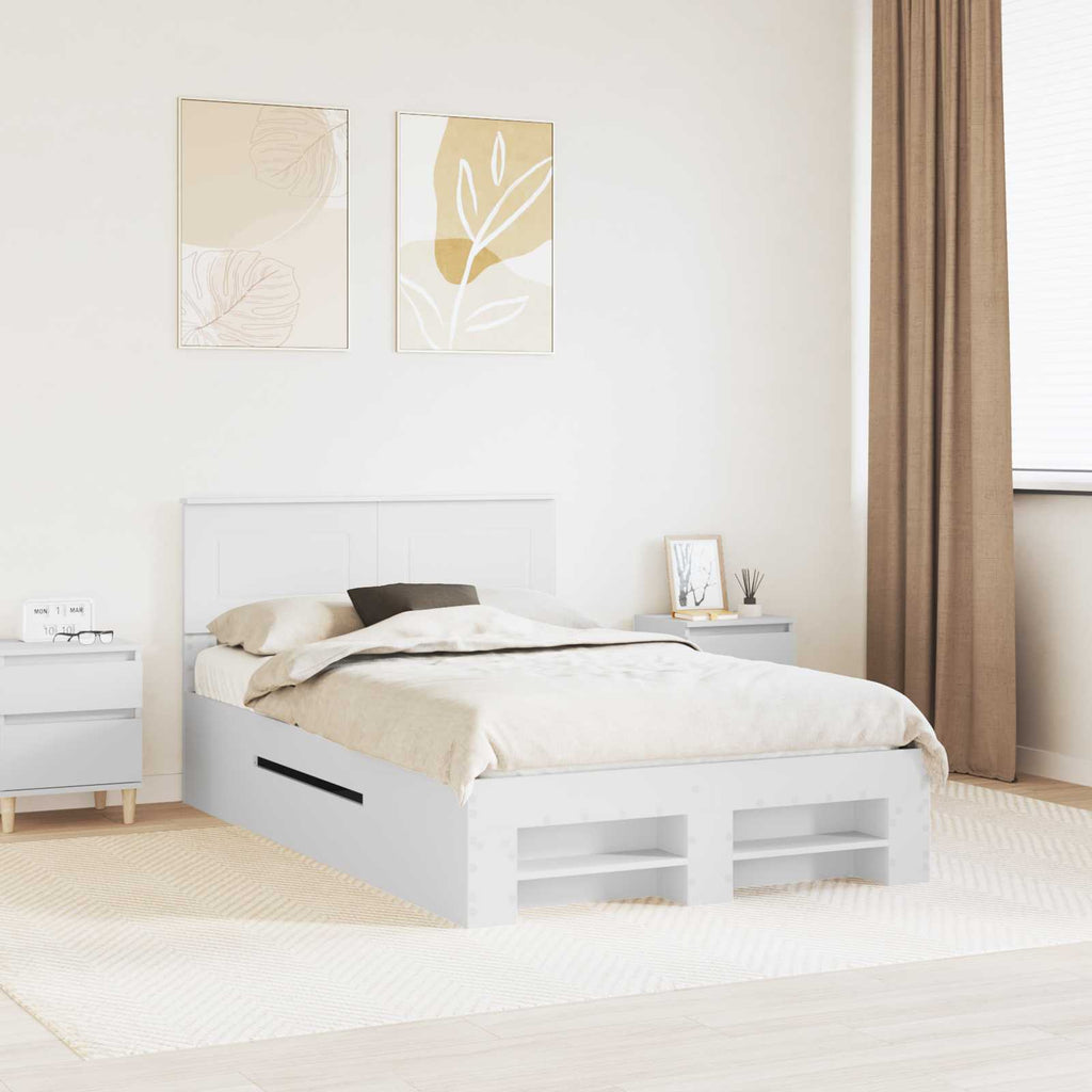 vidaXL Ramka łóżka Biały 137 x 203 cm Materiał drewnopochodny