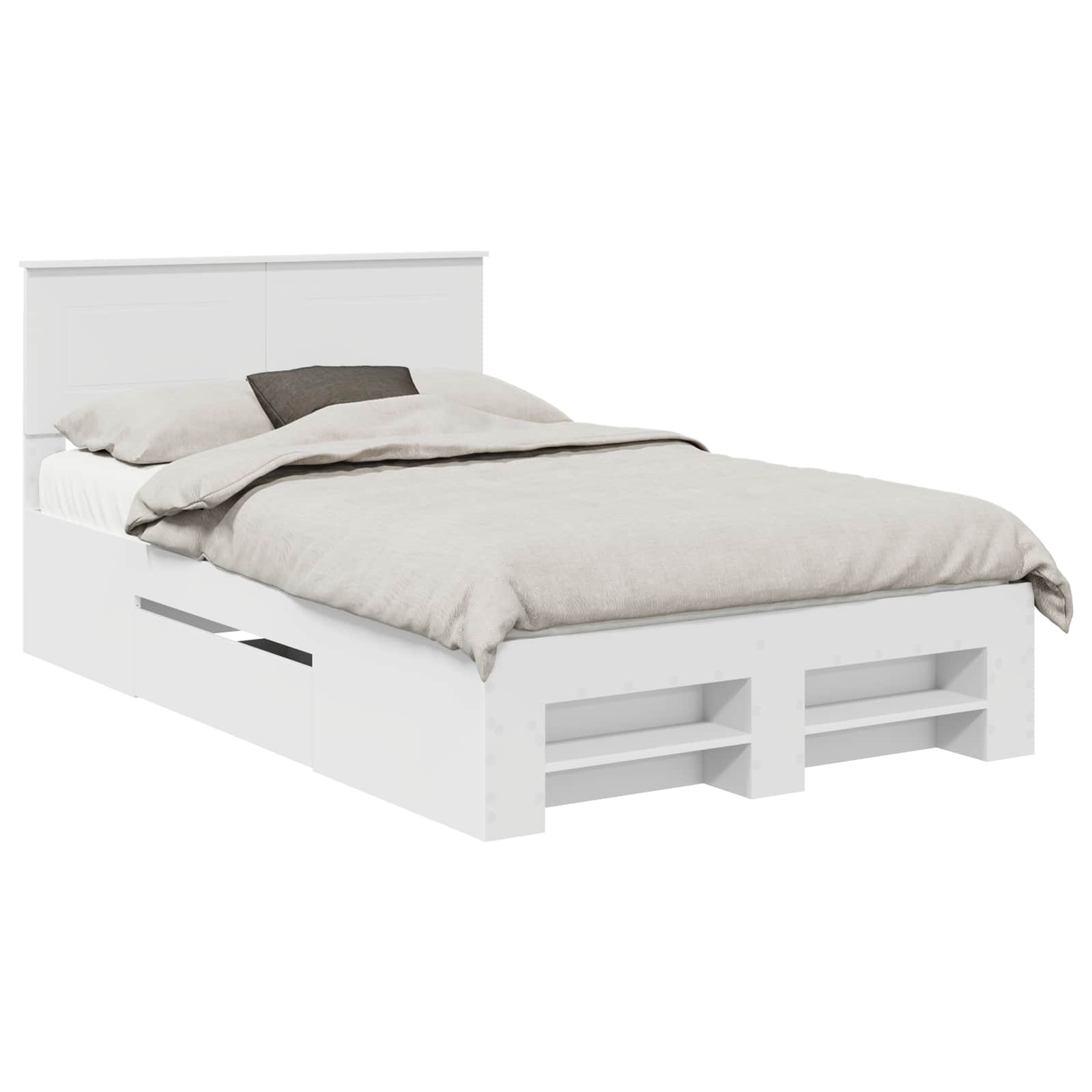 vidaXL Ramka łóżka Biały 137 x 203 cm Materiał drewnopochodny
