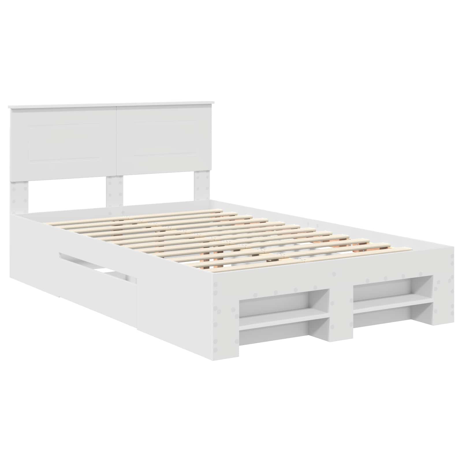 vidaXL Ramka łóżka Biały 137 x 203 cm Materiał drewnopochodny