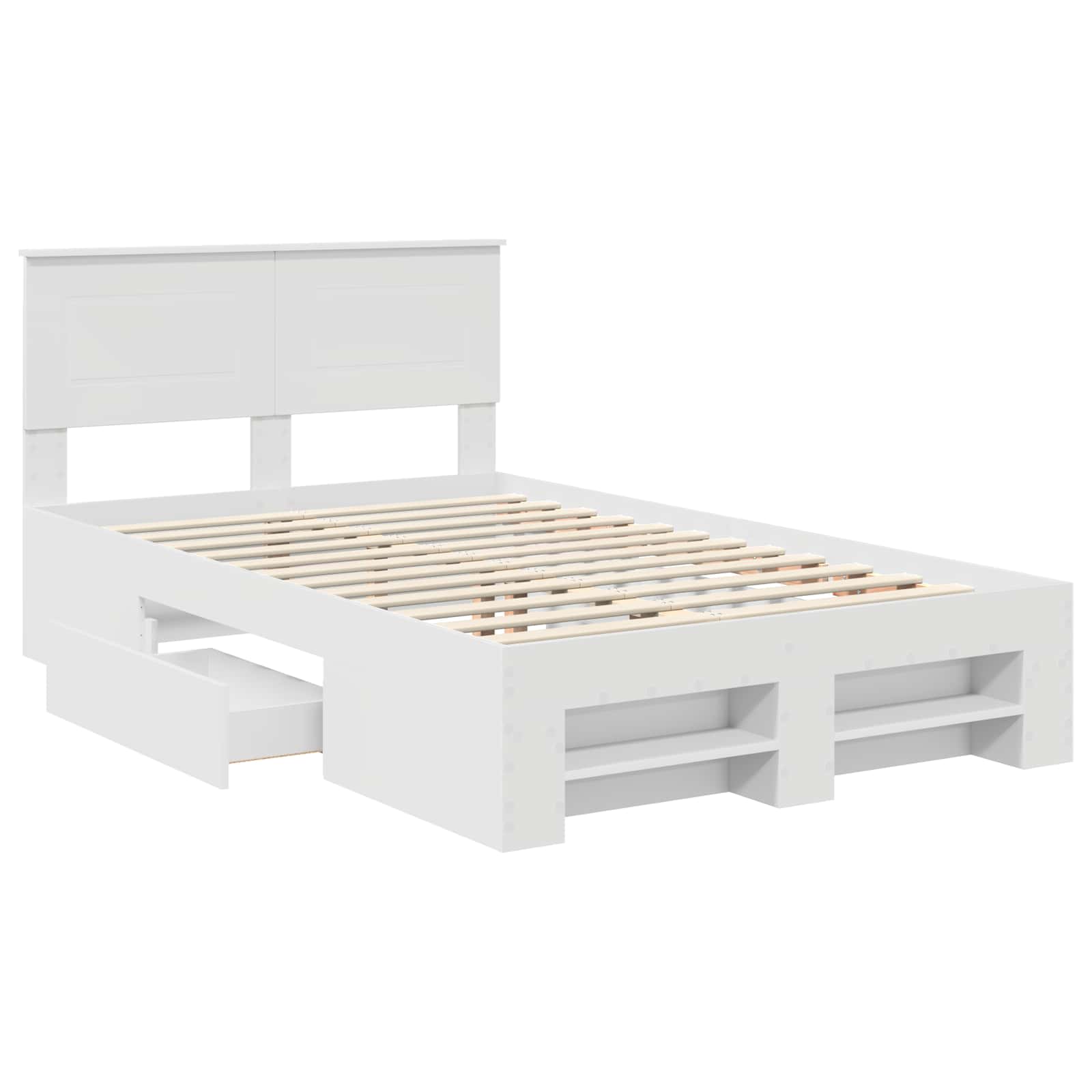 vidaXL Ramka łóżka Biały 137 x 203 cm Materiał drewnopochodny