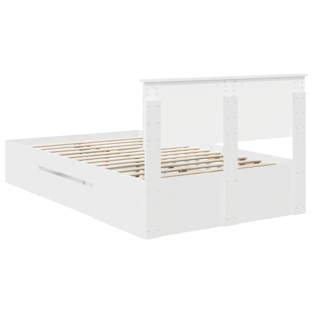vidaXL Ramka łóżka Biały 137 x 203 cm Materiał drewnopochodny