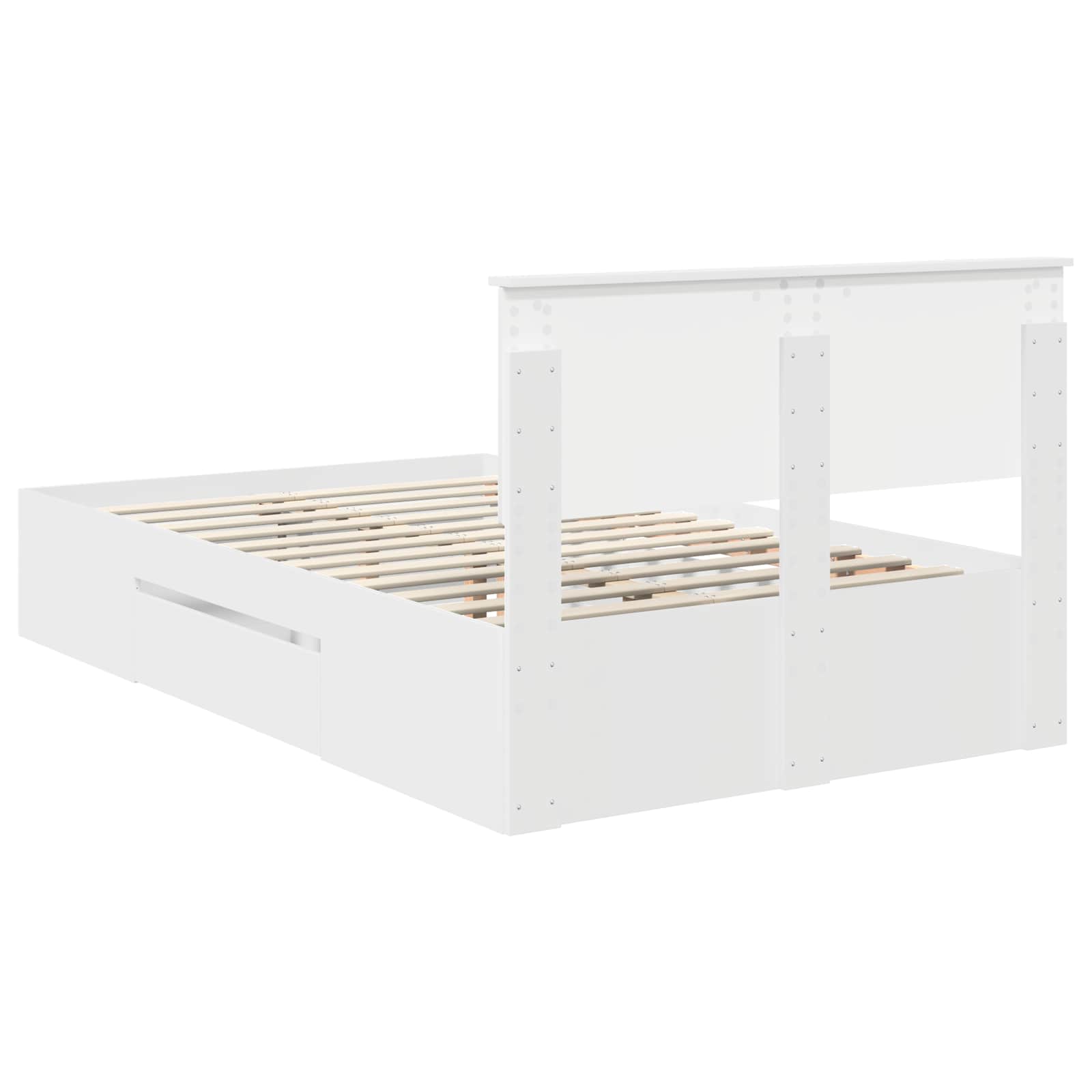 vidaXL Ramka łóżka Biały 137 x 203 cm Materiał drewnopochodny