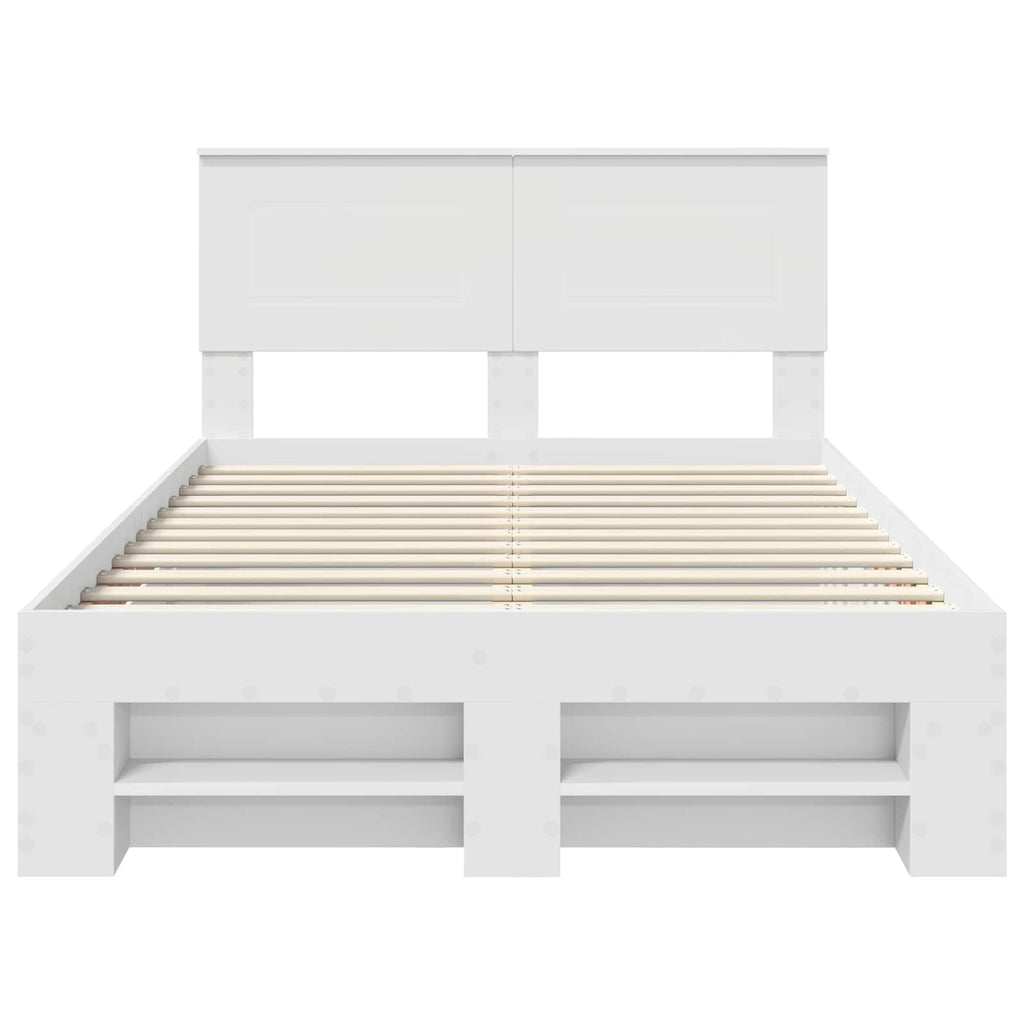 vidaXL Ramka łóżka Biały 137 x 203 cm Materiał drewnopochodny