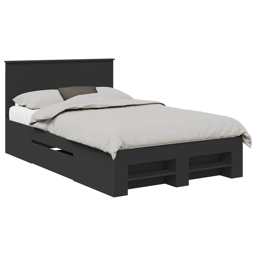 vidaXL Ramka łóżka Czarny 137 x 203 cm Materiał drewnopochodny