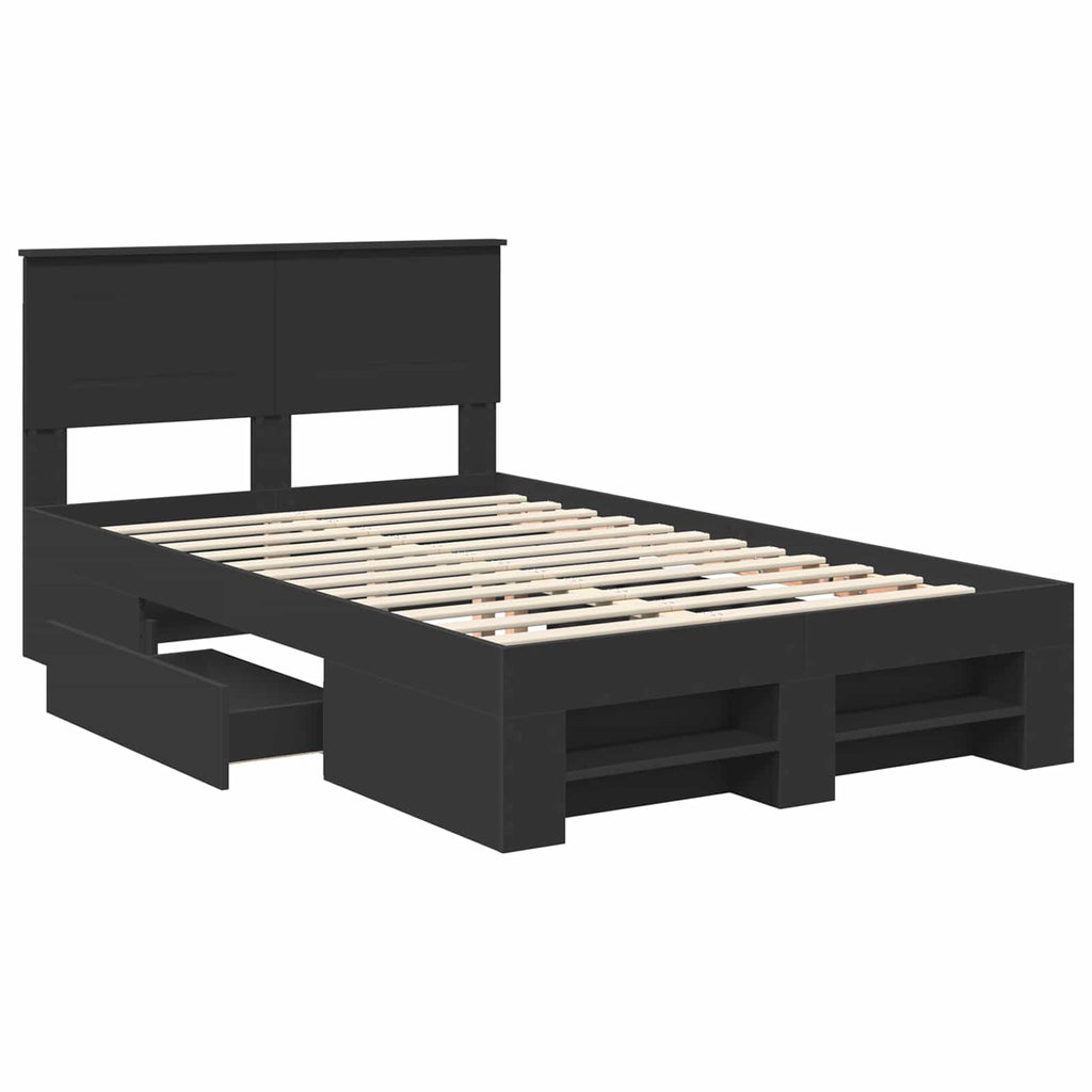 vidaXL Ramka łóżka Czarny 137 x 203 cm Materiał drewnopochodny
