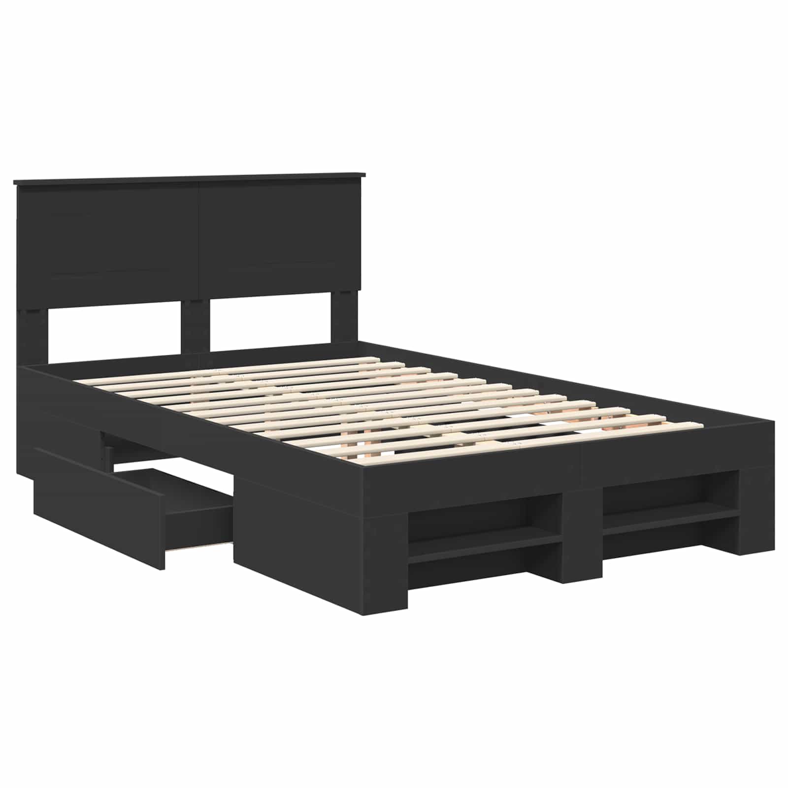 vidaXL Ramka łóżka Czarny 137 x 203 cm Materiał drewnopochodny