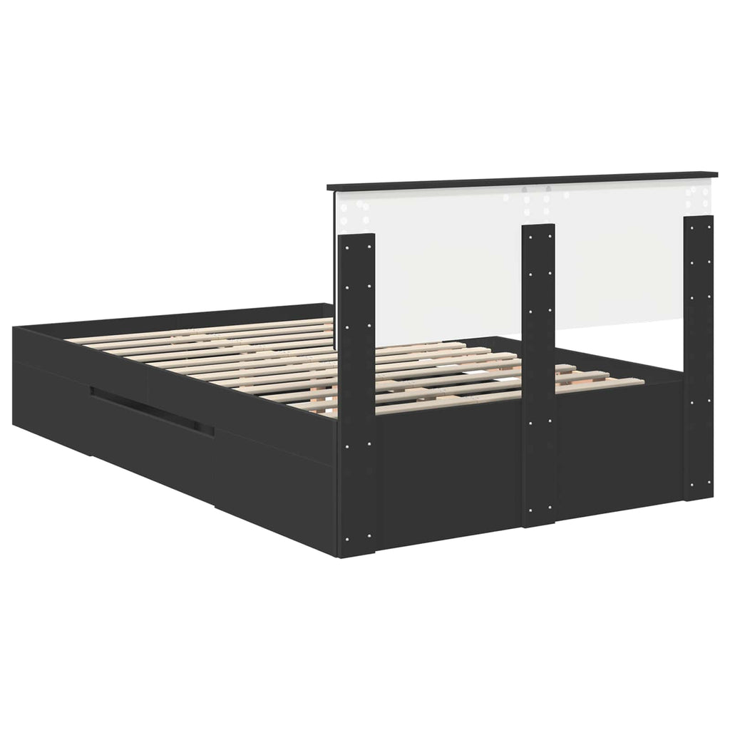 vidaXL Ramka łóżka Czarny 137 x 203 cm Materiał drewnopochodny