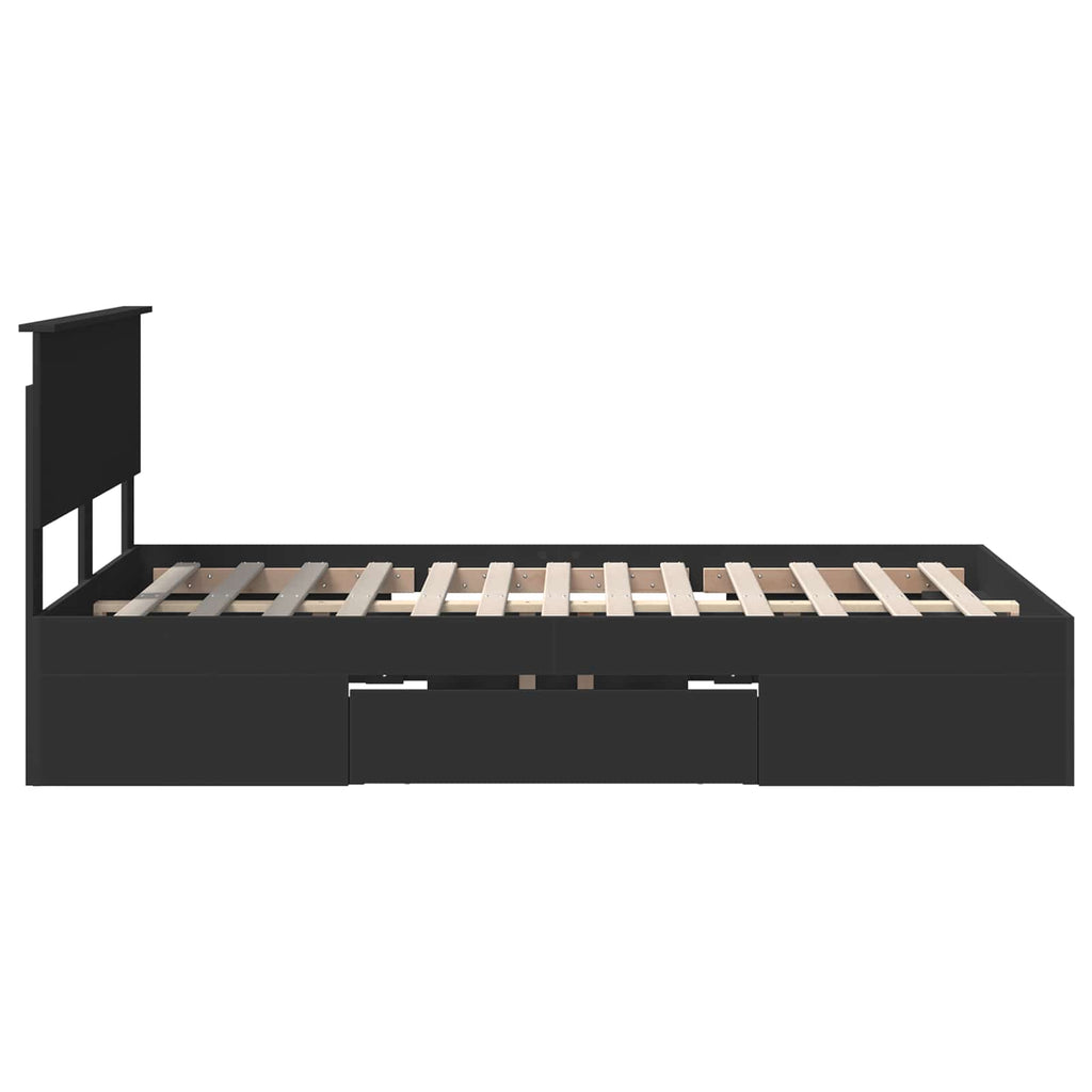 vidaXL Ramka łóżka Czarny 137 x 203 cm Materiał drewnopochodny