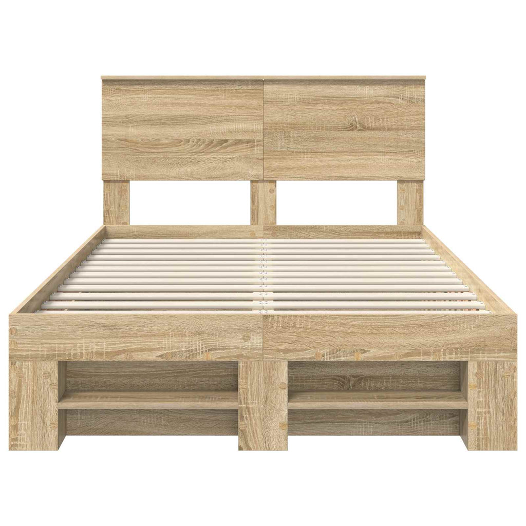 vidaXL Ramka łóżka Dąb Sonoma 137 x 203 cm Materiał drewnopochodny