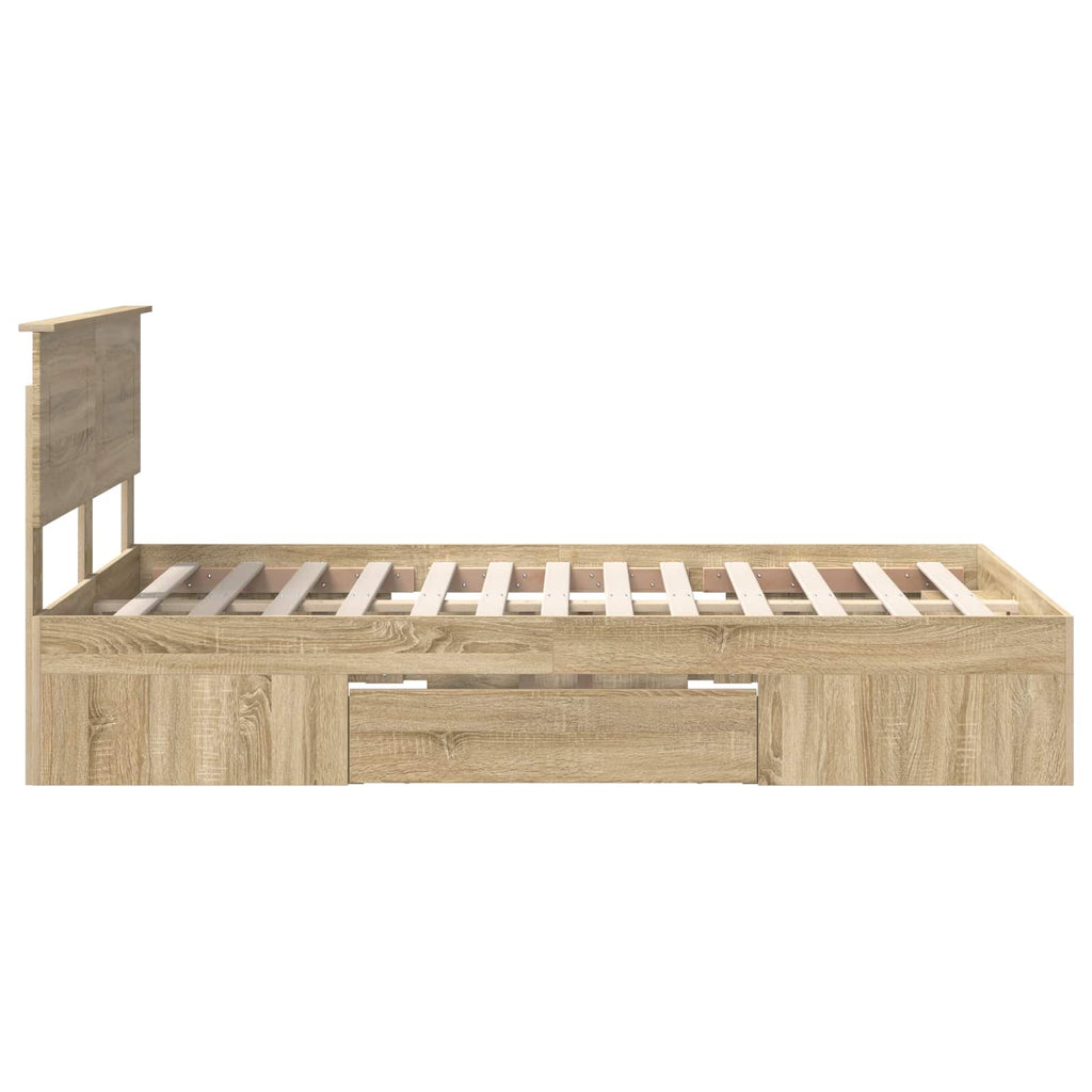 vidaXL Ramka łóżka Dąb Sonoma 137 x 203 cm Materiał drewnopochodny