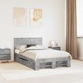 vidaXL Ramka łóżka Betonowy szary 137 x 203 cm Materiał drewnopochodny