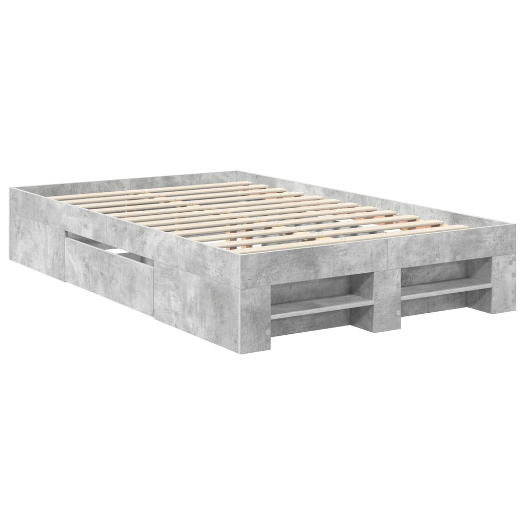 vidaXL Ramka łóżka Betonowy szary 137 x 203 cm Materiał drewnopochodny