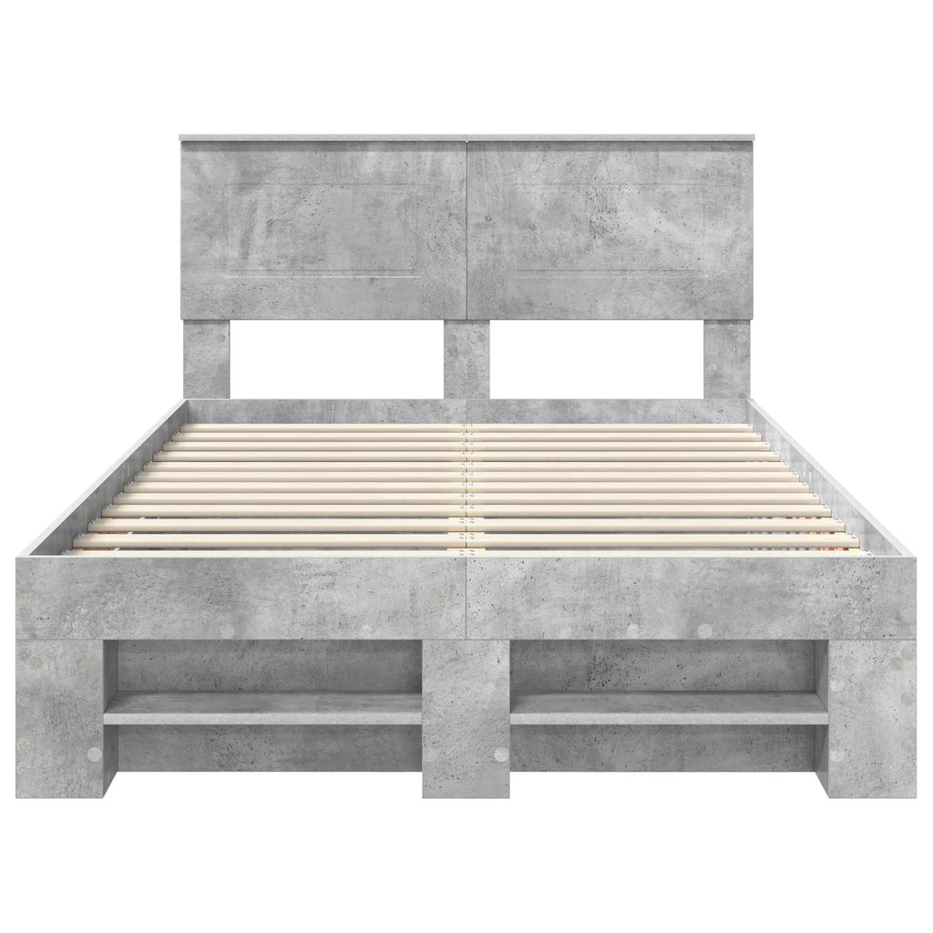 vidaXL Ramka łóżka Betonowy szary 137 x 203 cm Materiał drewnopochodny