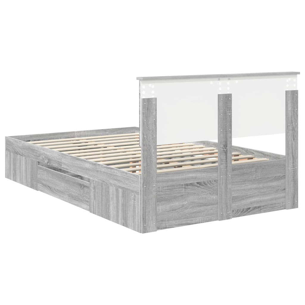 vidaXL Ramka łóżka Szary Sonoma 137 x 203 cm Materiał drewnopochodny