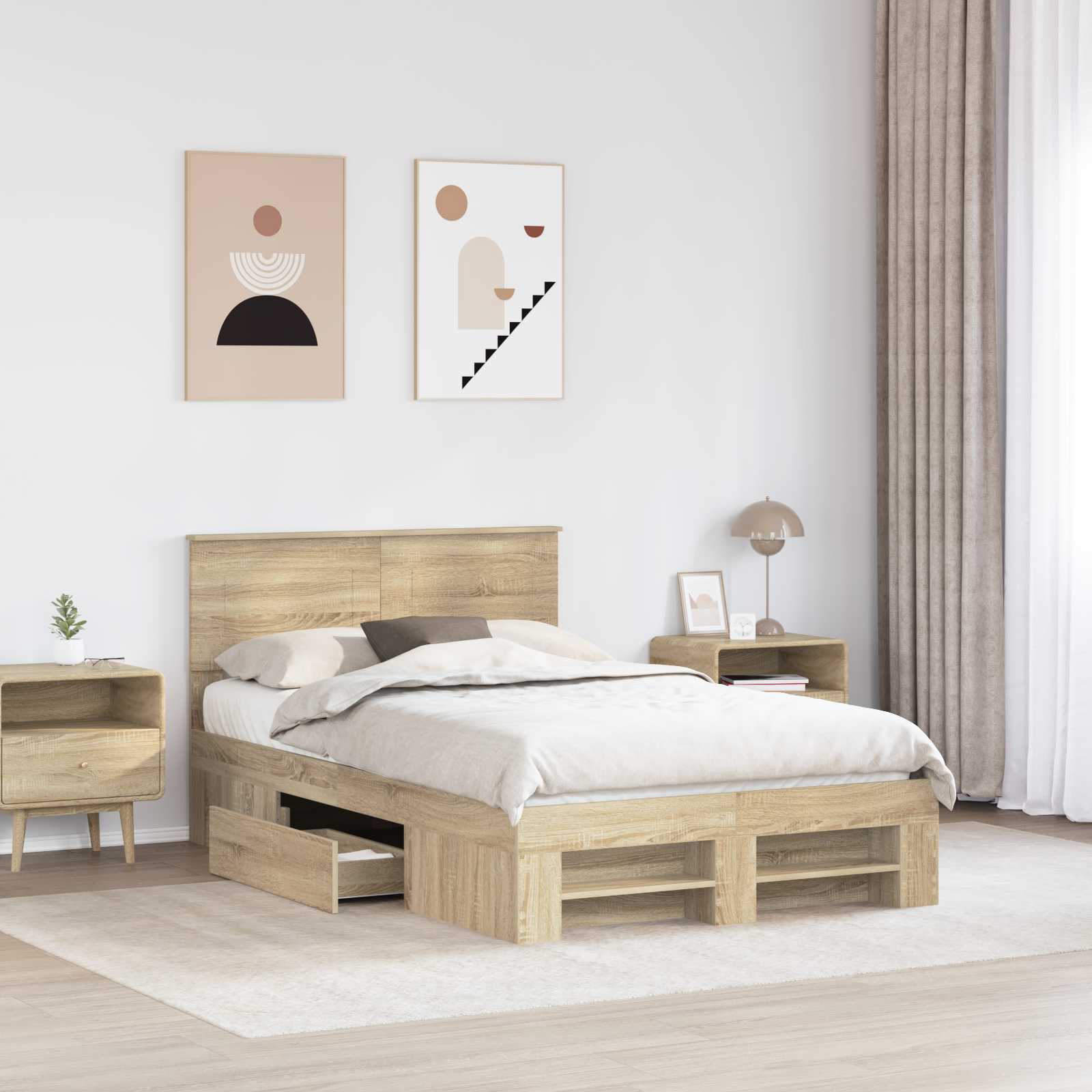 vidaXL Ramka łóżka Dąb Sonoma 120 x 200 cm Materiał drewnopochodny