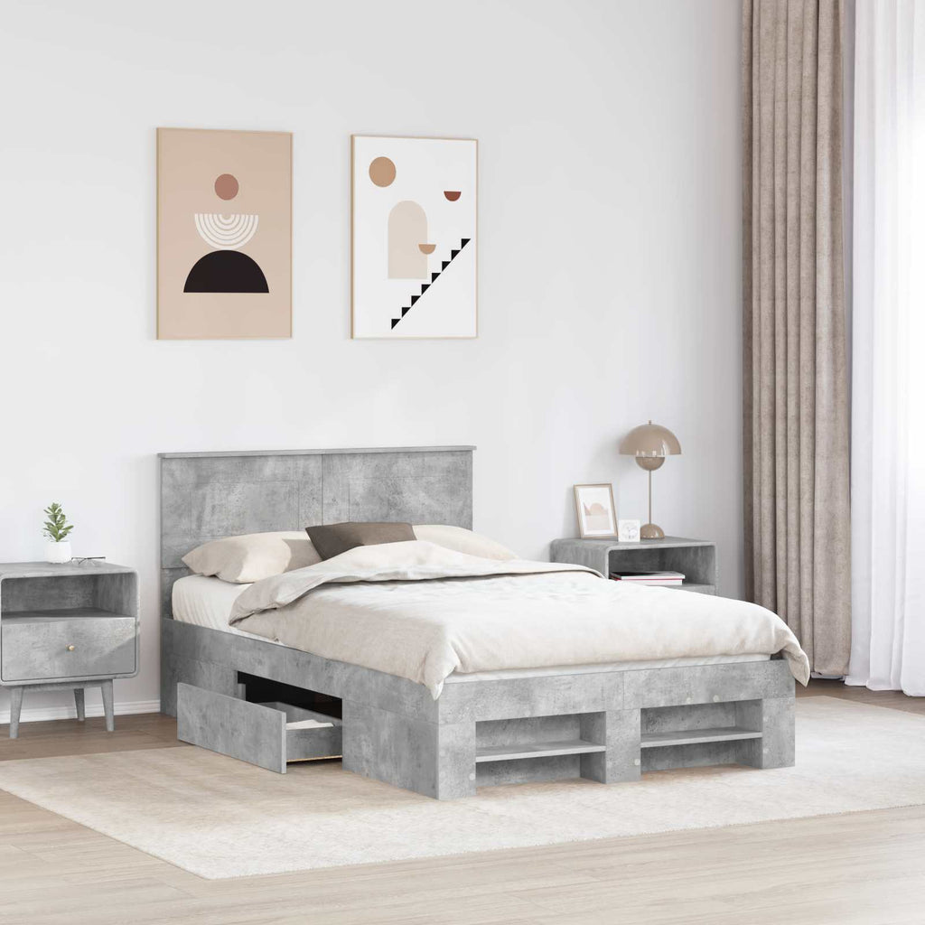 vidaXL Ramka łóżka Betonowy szary 120 x 200 cm Materiał drewnopochodny