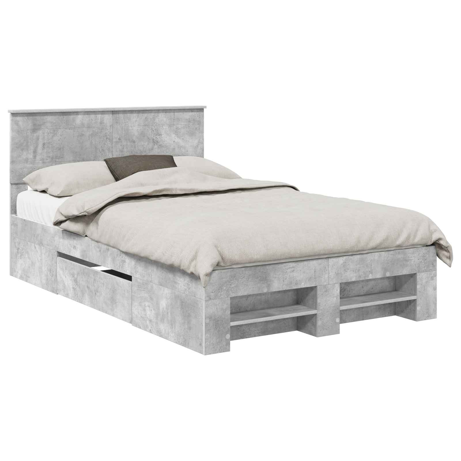 vidaXL Ramka łóżka Betonowy szary 120 x 200 cm Materiał drewnopochodny