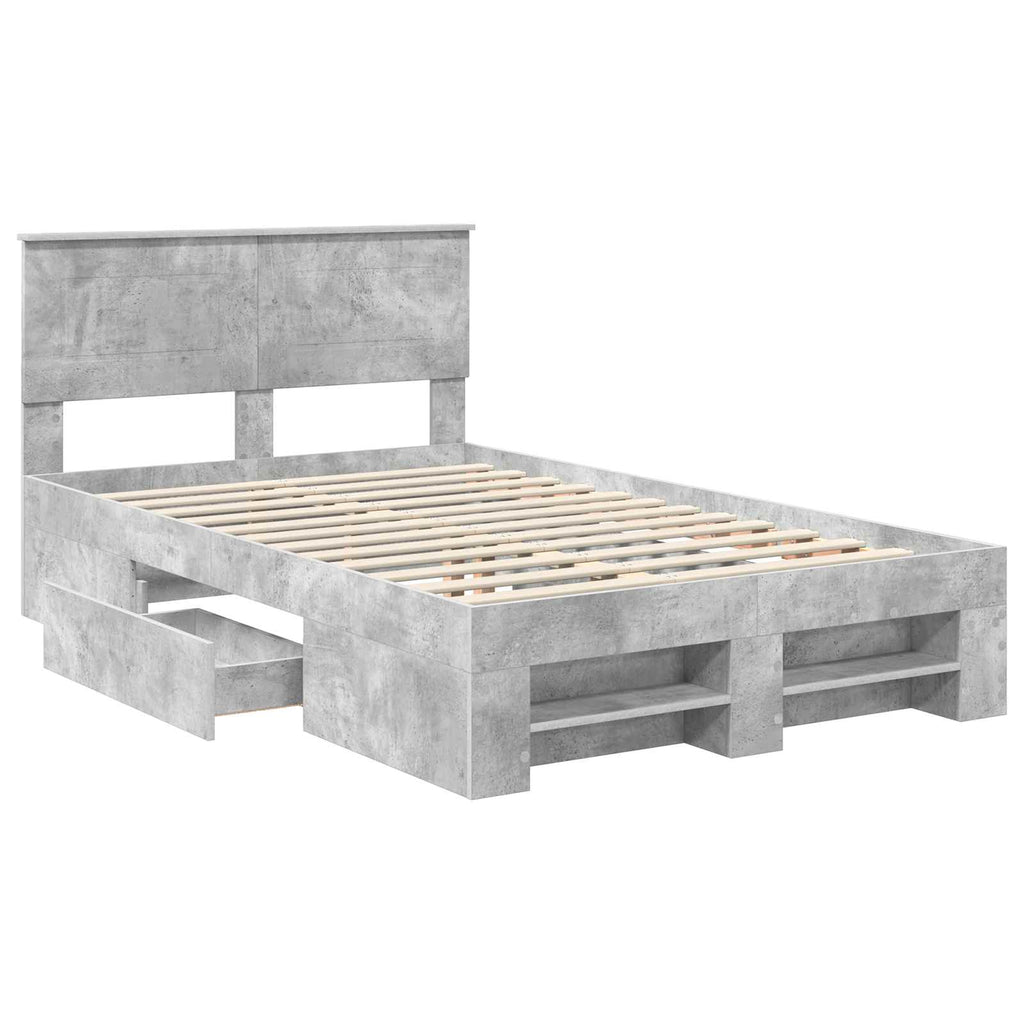 vidaXL Ramka łóżka Betonowy szary 120 x 200 cm Materiał drewnopochodny