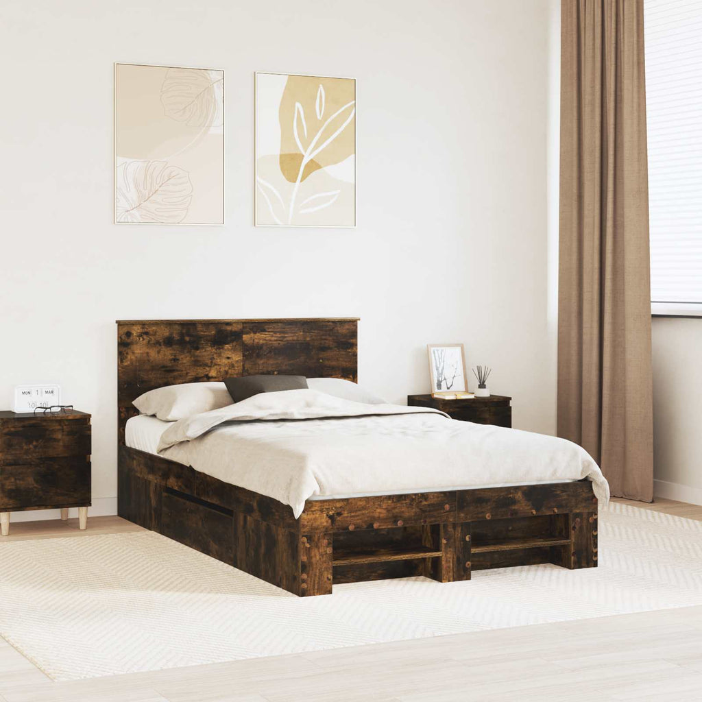 vidaXL Ramka łóżka Dąb wędzony 120 x 200 cm Materiał drewnopochodny
