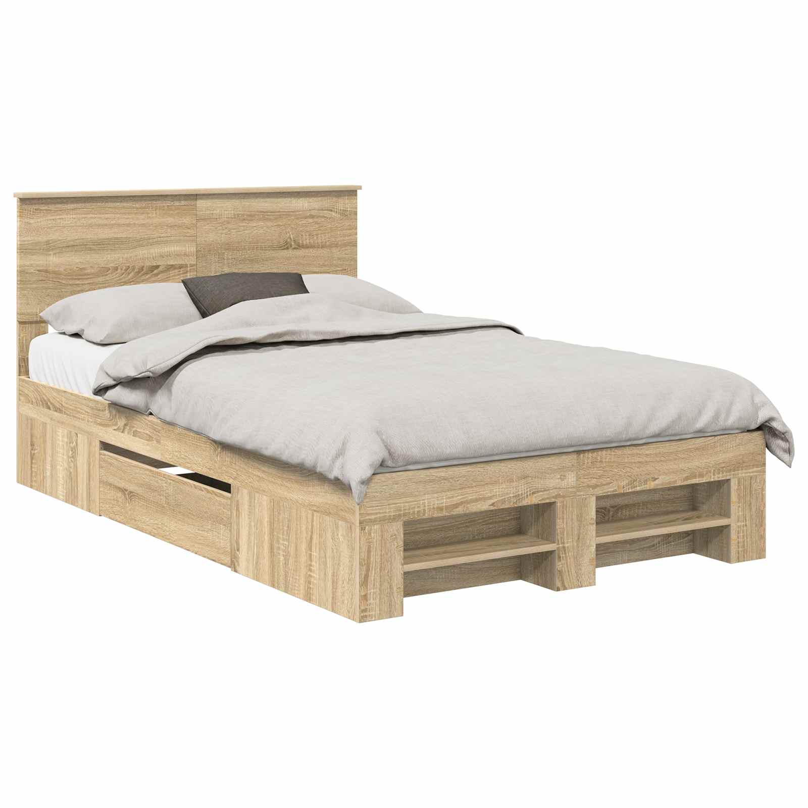 vidaXL Ramka łóżka Dąb Sonoma 120 x 200 cm Materiał drewnopochodny