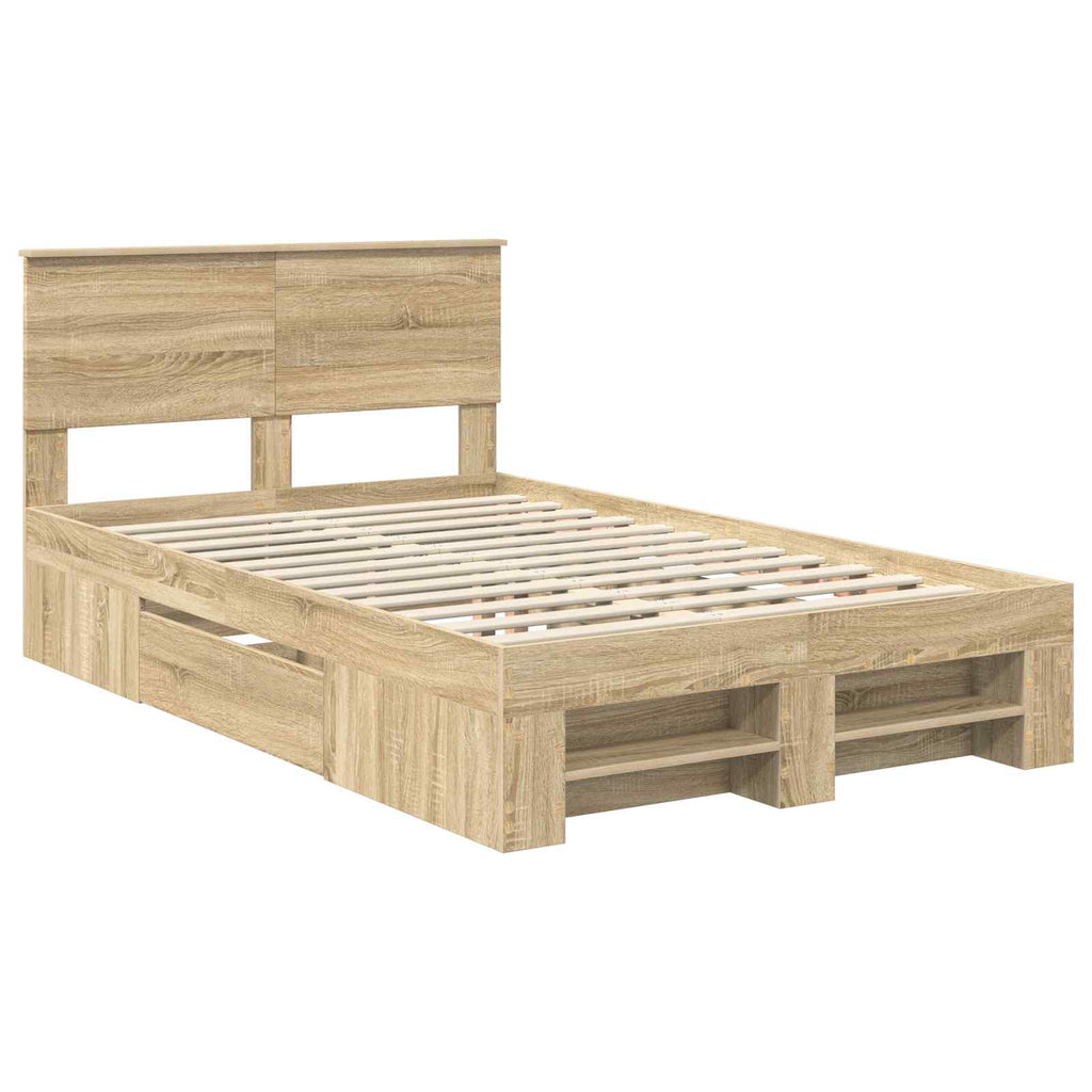 vidaXL Ramka łóżka Dąb Sonoma 120 x 200 cm Materiał drewnopochodny