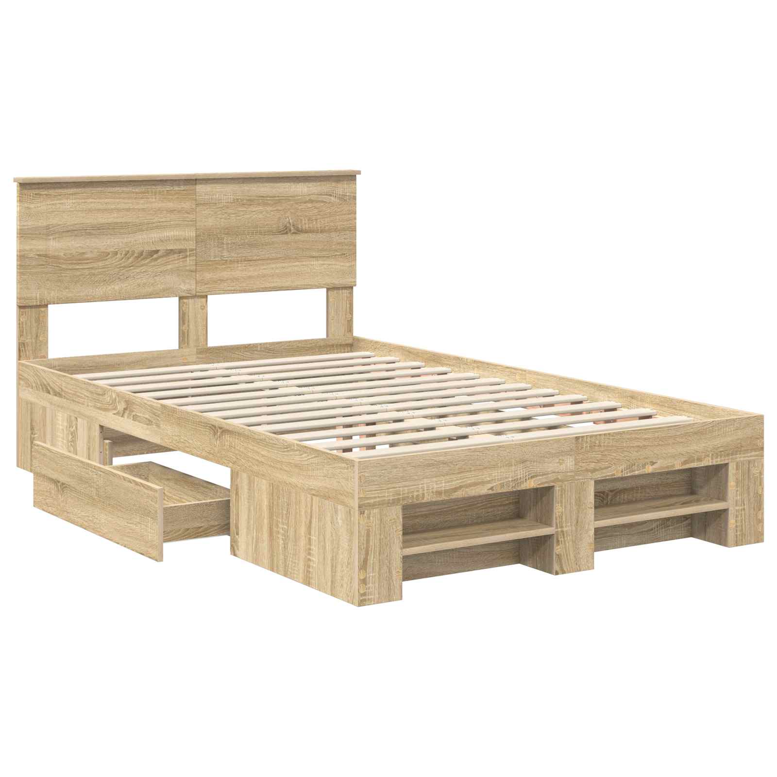 vidaXL Ramka łóżka Dąb Sonoma 120 x 200 cm Materiał drewnopochodny