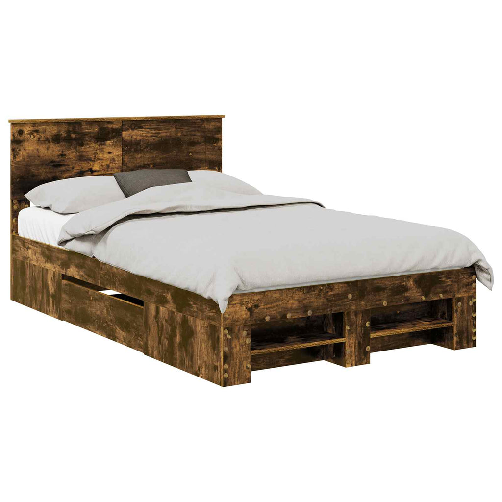 vidaXL Ramka łóżka Dąb wędzony 120 x 200 cm Materiał drewnopochodny