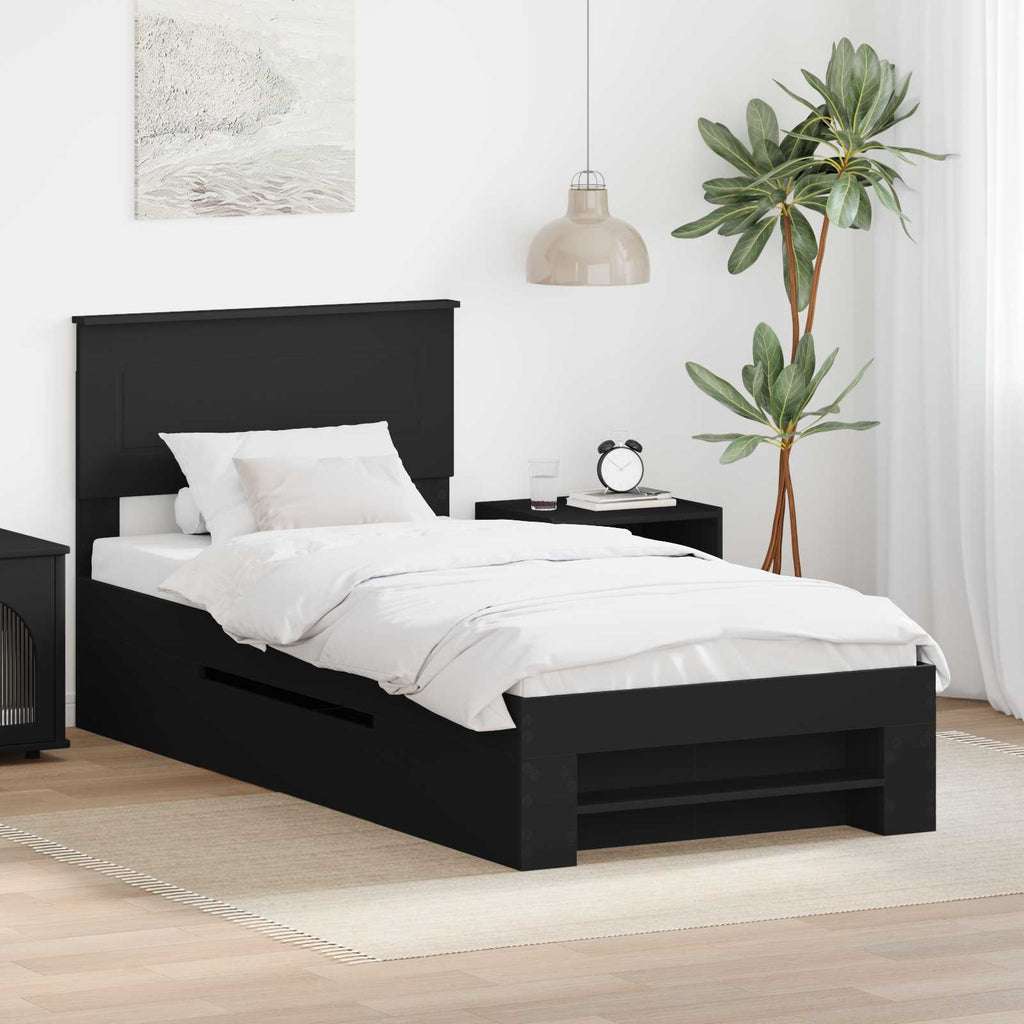 vidaXL Ramka łóżka Czarny 90 x 200 cm Materiał drewnopochodny