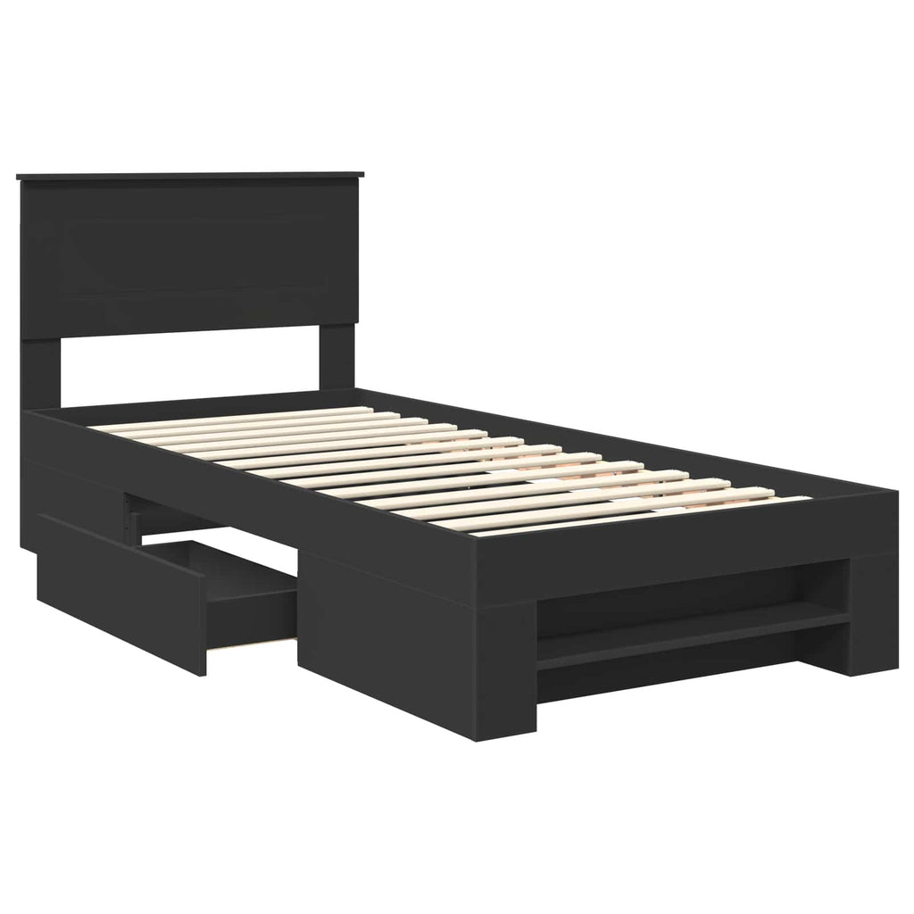 vidaXL Ramka łóżka Czarny 90 x 200 cm Materiał drewnopochodny