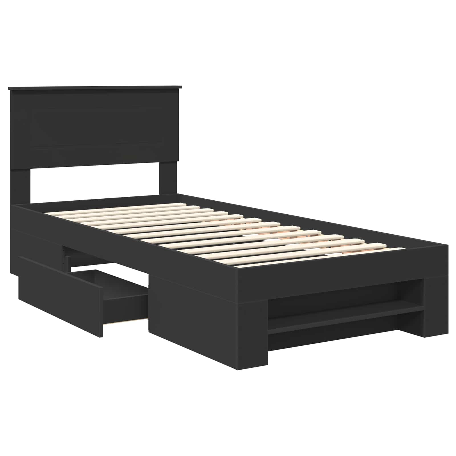vidaXL Ramka łóżka Czarny 90 x 200 cm Materiał drewnopochodny