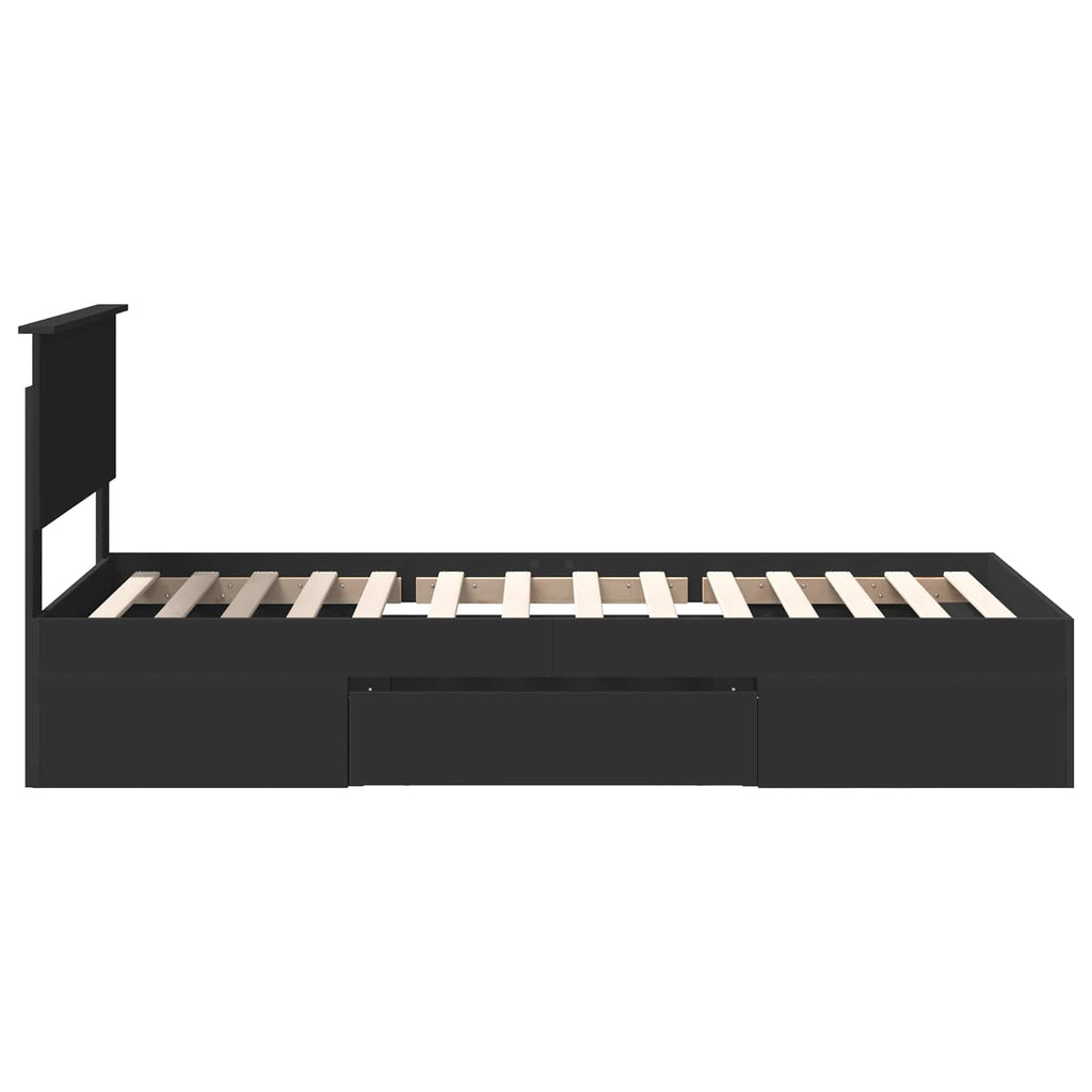vidaXL Ramka łóżka Czarny 90 x 200 cm Materiał drewnopochodny