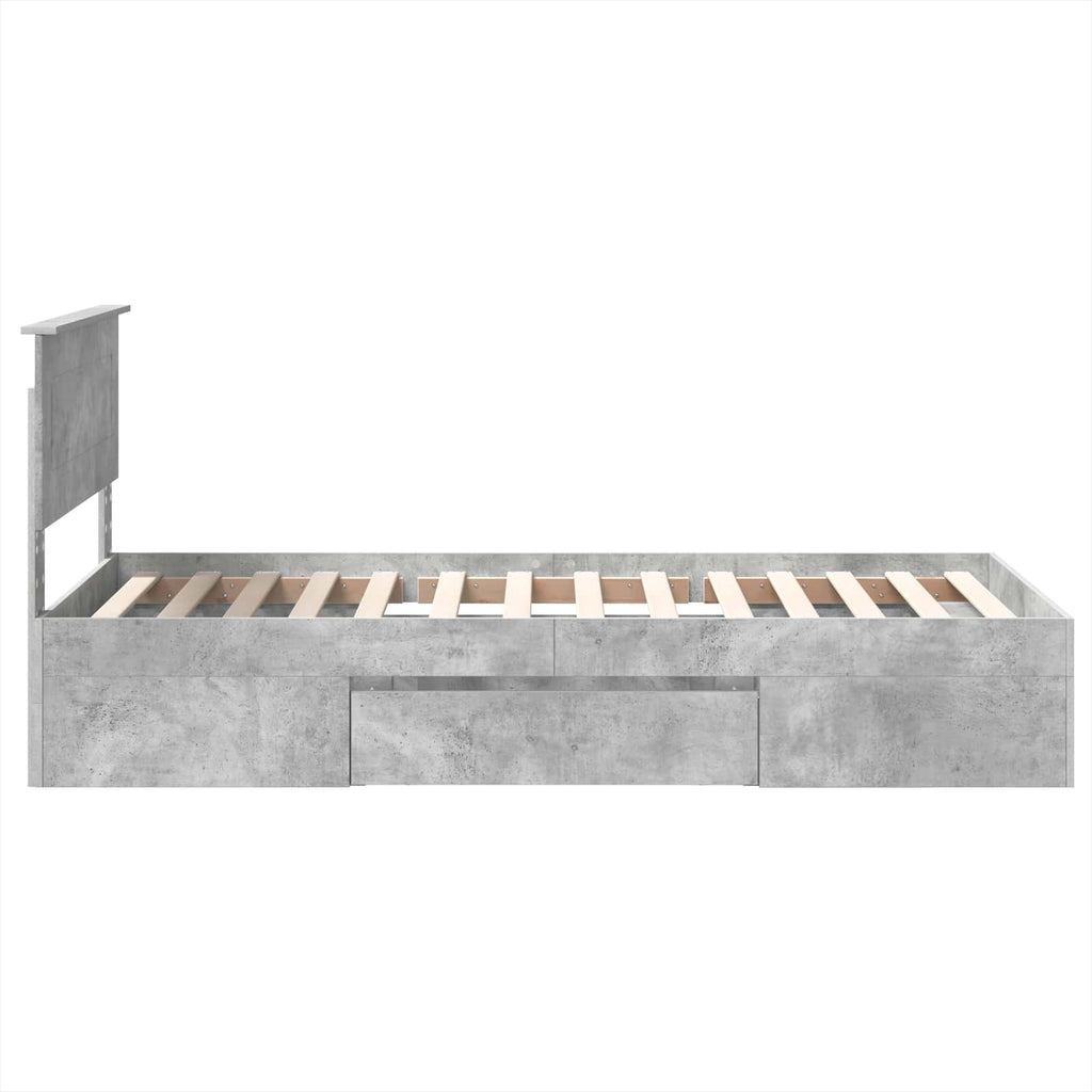 vidaXL Ramka łóżka Betonowy szary 90 x 200 cm Materiał drewnopochodny