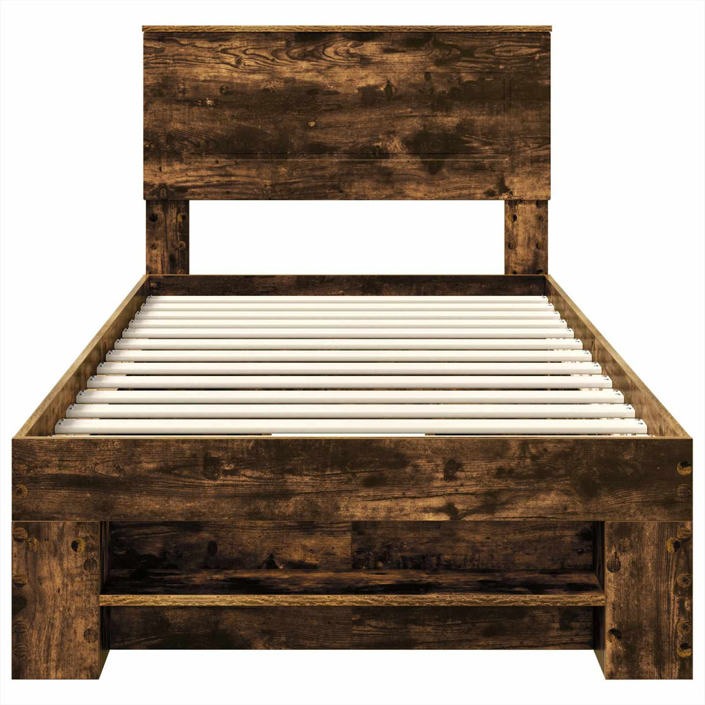 vidaXL Ramka łóżka Dąb wędzony 90 x 200 cm Materiał drewnopochodny