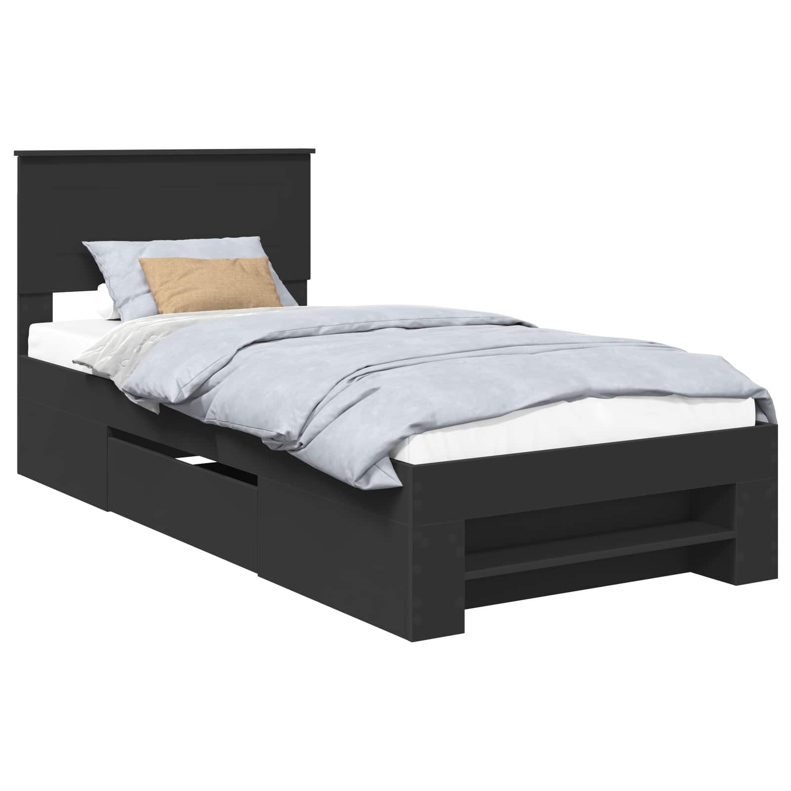 vidaXL Ramka łóżka Czarny 80 x 200 cm Materiał drewnopochodny