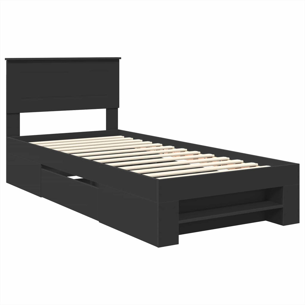 vidaXL Ramka łóżka Czarny 80 x 200 cm Materiał drewnopochodny