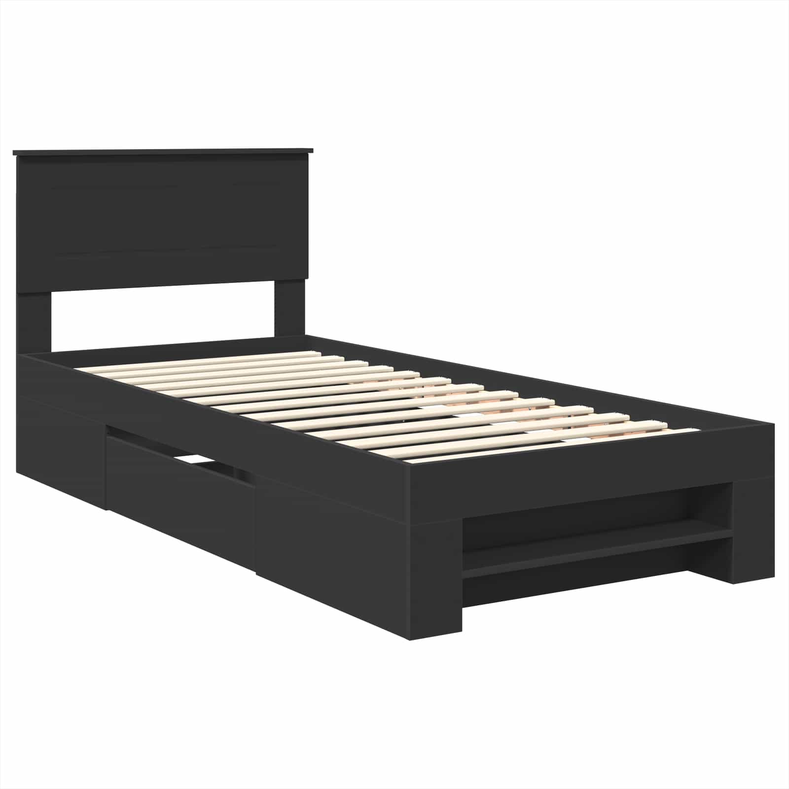 vidaXL Ramka łóżka Czarny 80 x 200 cm Materiał drewnopochodny